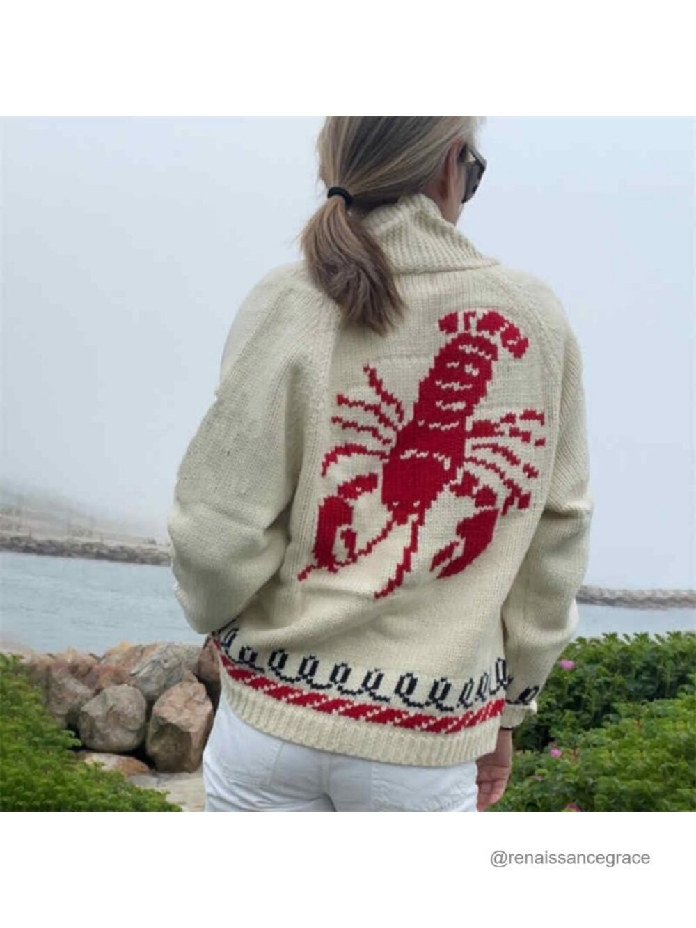 Long Sleeve Printed Knit Button Cardigan Women's Sweater